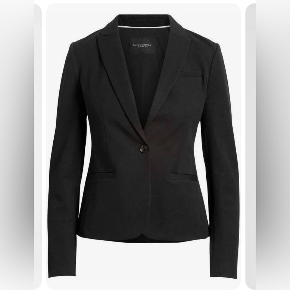 Banana Republic Black Classic Fit Washable Bi-Stretch Fabric Blazer Size 6